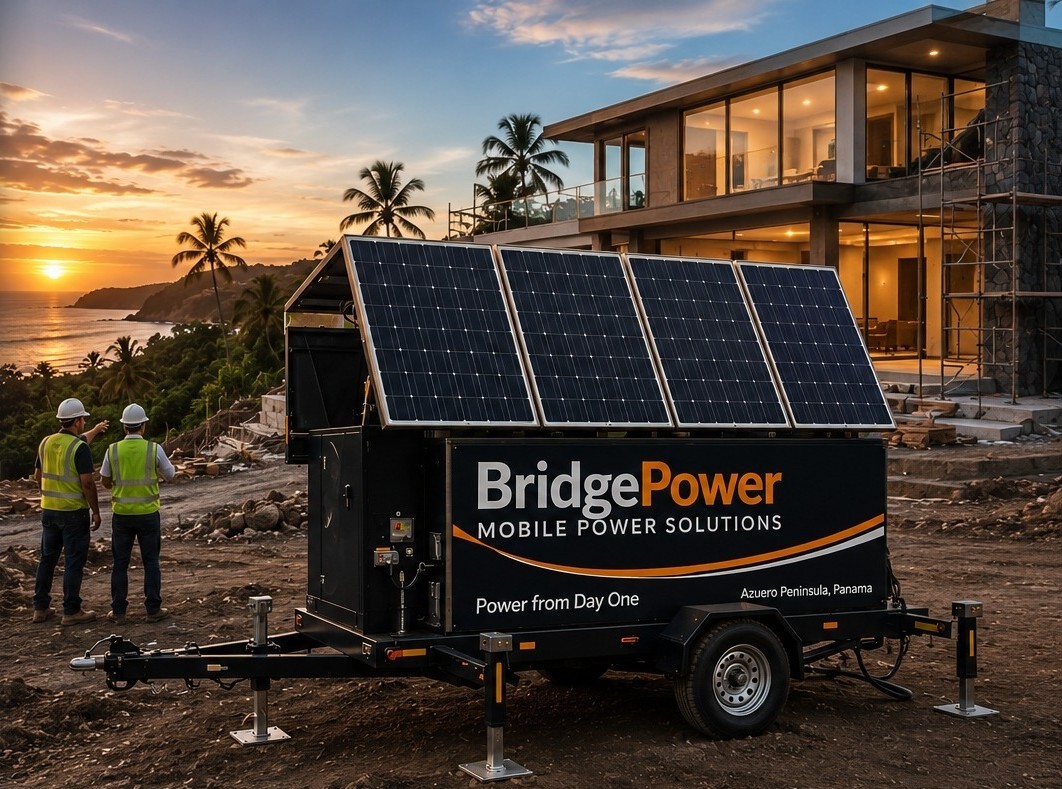 BridgeWork Solutions mobile solar power units providing reliable site power across Panama